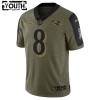 Maillot Baltimore Ravens Lamar Jackson 8 Nike 2021 Salute to Service - Enfant